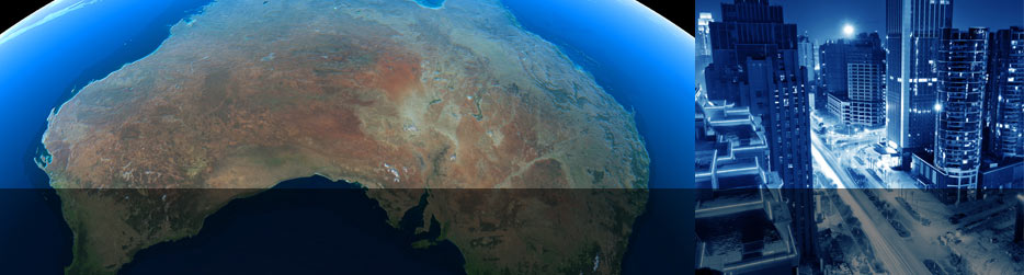 Picture of Australi afrom space and a icture of doowntoan Brisbane fromm tbe air introducing Talascend's Asian-Pacific Offices