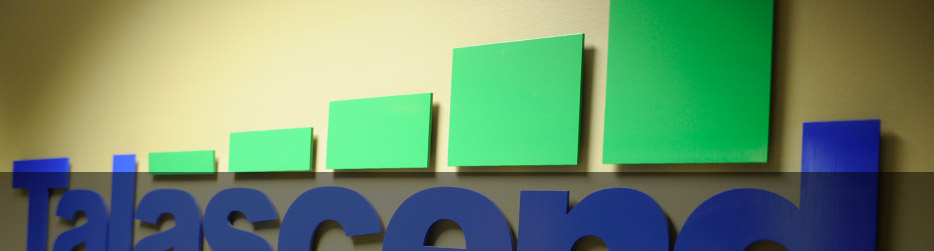picture of Talascend's corporate logo for worldwide technical resources logo as displayed on the wall in one of our offices
